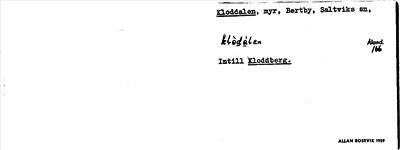 Bild på arkivkortet för arkivposten Kloddalen
