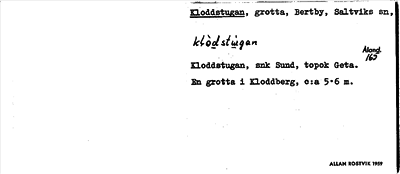 Bild på arkivkortet för arkivposten Kloddstugan
