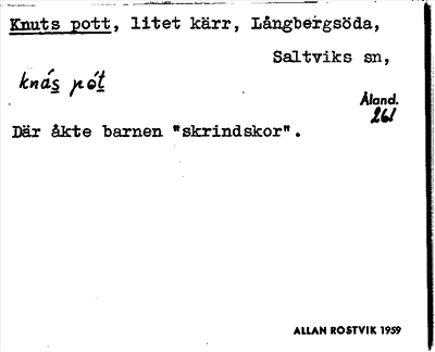 Bild på arkivkortet för arkivposten Knuts pott