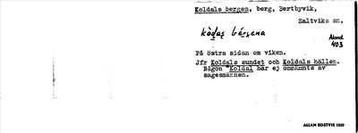 Bild på arkivkortet för arkivposten Koldals bergen