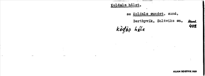 Bild på arkivkortet för arkivposten Koldals hålet