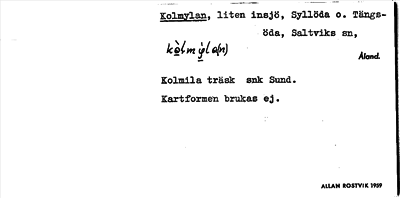 Bild på arkivkortet för arkivposten Kolmylan