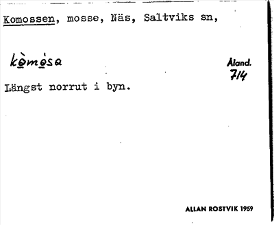 Bild på arkivkortet för arkivposten Komossen