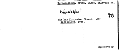 Bild på arkivkortet för arkivposten Korpoklobben