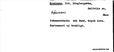 Bild på arkivkortet för arkivposten Kosinens