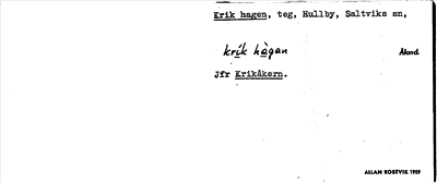 Bild på arkivkortet för arkivposten Krik hagen