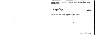 Bild på arkivkortet för arkivposten Kroklund