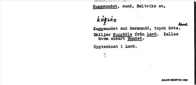 Bild på arkivkortet för arkivposten Kuggsundet