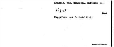 Bild på arkivkortet för arkivposten Kuggvik
