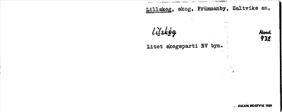 Bild på arkivkortet för arkivposten Lillskog