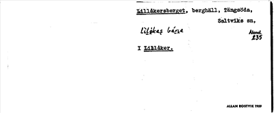 Bild på arkivkortet för arkivposten Lillåkersberget