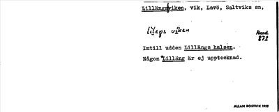 Bild på arkivkortet för arkivposten Lillängs viken