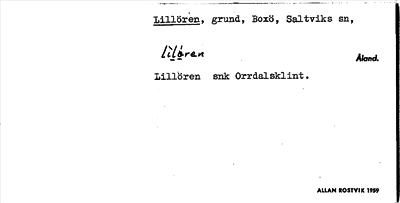 Bild på arkivkortet för arkivposten Lillören