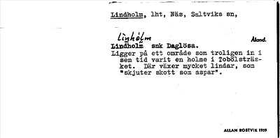 Bild på arkivkortet för arkivposten Lindholm