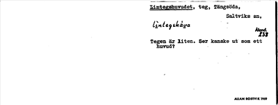 Bild på arkivkortet för arkivposten Lintegshuvudet