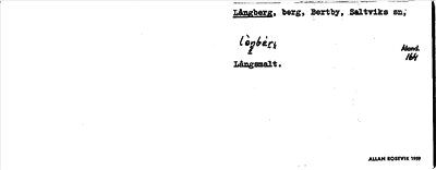 Bild på arkivkortet för arkivposten Långberg