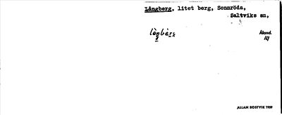 Bild på arkivkortet för arkivposten Långberg