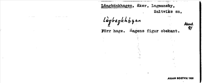 Bild på arkivkortet för arkivposten Långbänkhagen