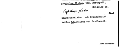 Bild på arkivkortet för arkivposten Långholms fladan