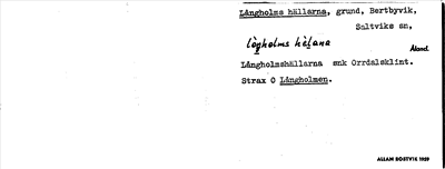 Bild på arkivkortet för arkivposten Långholms hällarna