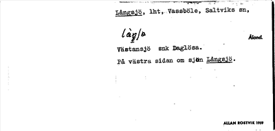Bild på arkivkortet för arkivposten Långsjö