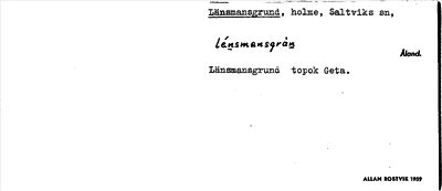 Bild på arkivkortet för arkivposten Länsmansgrund