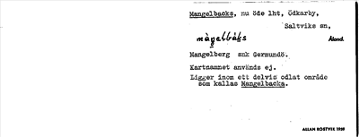 Bild på arkivkortet för arkivposten Mangelbacks