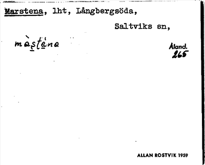 Bild på arkivkortet för arkivposten Marstena