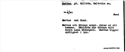 Bild på arkivkortet för arkivposten Mattas