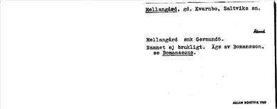 Bild på arkivkortet för arkivposten Mellangård