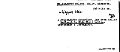 Bild på arkivkortet för arkivposten Mellangårds kullen