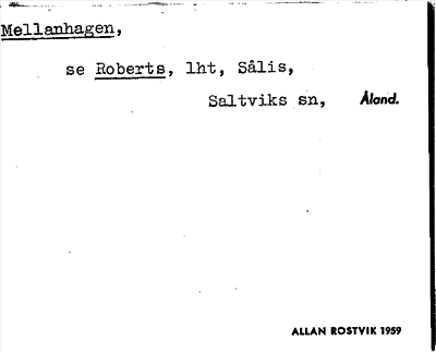 Bild på arkivkortet för arkivposten Mellanhagen, se Roberts