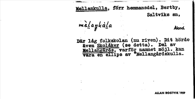 Bild på arkivkortet för arkivposten Mellankulla