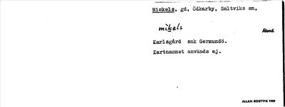 Bild på arkivkortet för arkivposten Mickels
