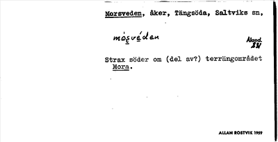 Bild på arkivkortet för arkivposten Morsveden