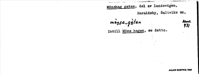 Bild på arkivkortet för arkivposten Mönshag gatan