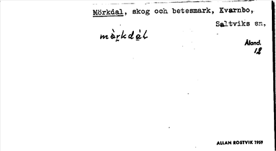 Bild på arkivkortet för arkivposten Mörkdal