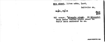 Bild på arkivkortet för arkivposten Mös näset