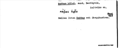 Bild på arkivkortet för arkivposten Nabbas hålet