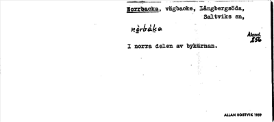 Bild på arkivkortet för arkivposten Norrbacka