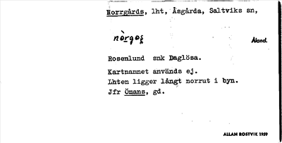 Bild på arkivkortet för arkivposten Norrgårds