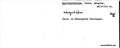 Bild på arkivkortet för arkivposten Norrängsbacken