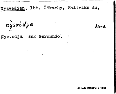 Bild på arkivkortet för arkivposten Nysvedjan