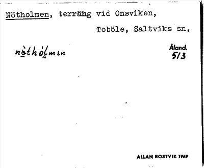 Bild på arkivkortet för arkivposten Nötholmen