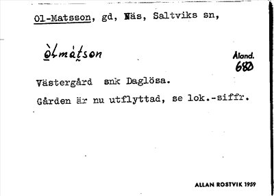 Bild på arkivkortet för arkivposten Ol-Matsson
