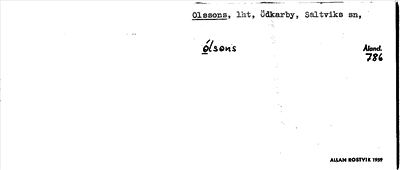Bild på arkivkortet för arkivposten Olssons