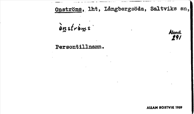 Bild på arkivkortet för arkivposten Onströms