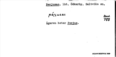 Bild på arkivkortet för arkivposten Perjusas