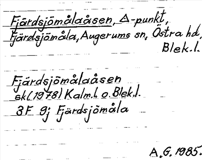 Bild på arkivkortet för arkivposten Fjärdsjömålaåsen