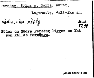 Bild på arkivkortet för arkivposten Persäng, Södra o. Norra